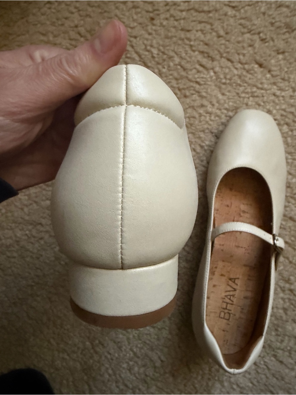 Bhava vegan leather ballet flats ivory UK 38 US 7.5 - 8 with bag - Picture 6 of 10
